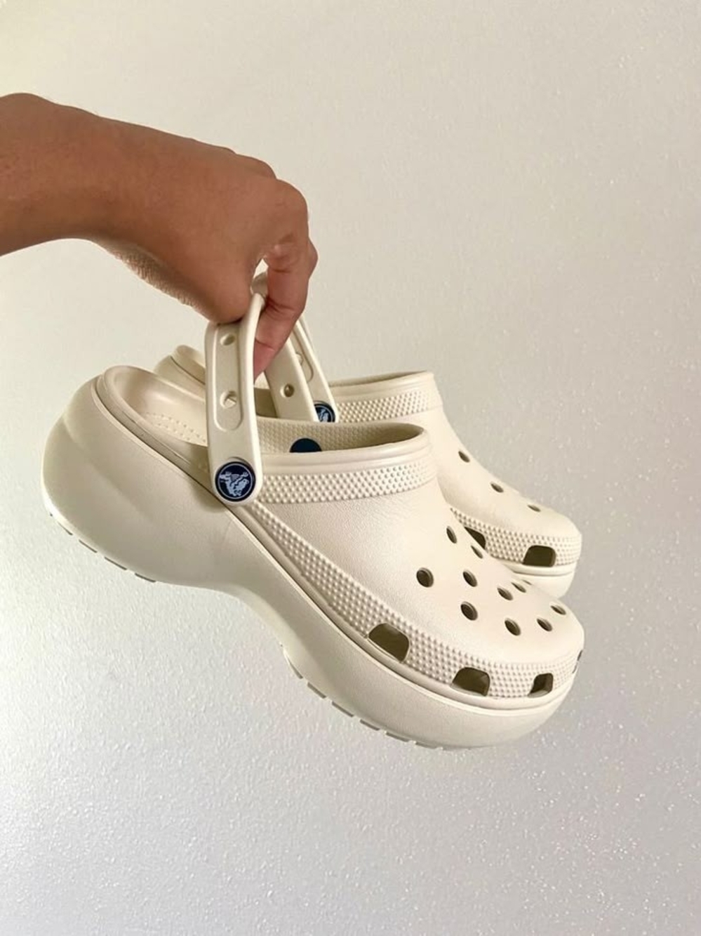 CROCS Platform Clogs in Off-White Bone